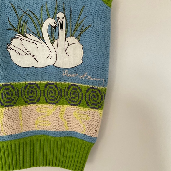 House Of Sunny Swan Lake Vest UK 14 Chunky Knit Jumper ASO The White Lotus - Picture 7 of 13